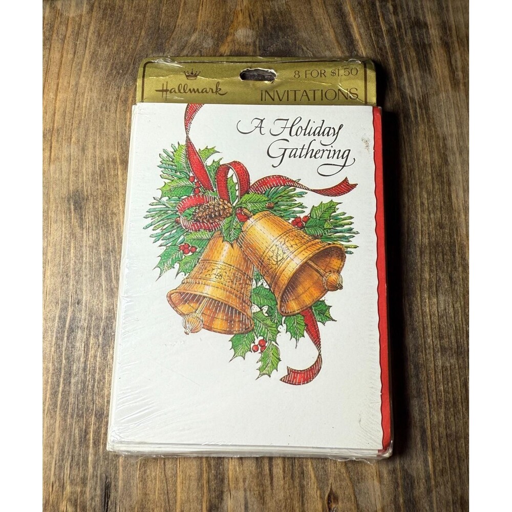 Vintage Hallmark Christmas Party Invitations A HOLIDAY GATHERING 8/pk
